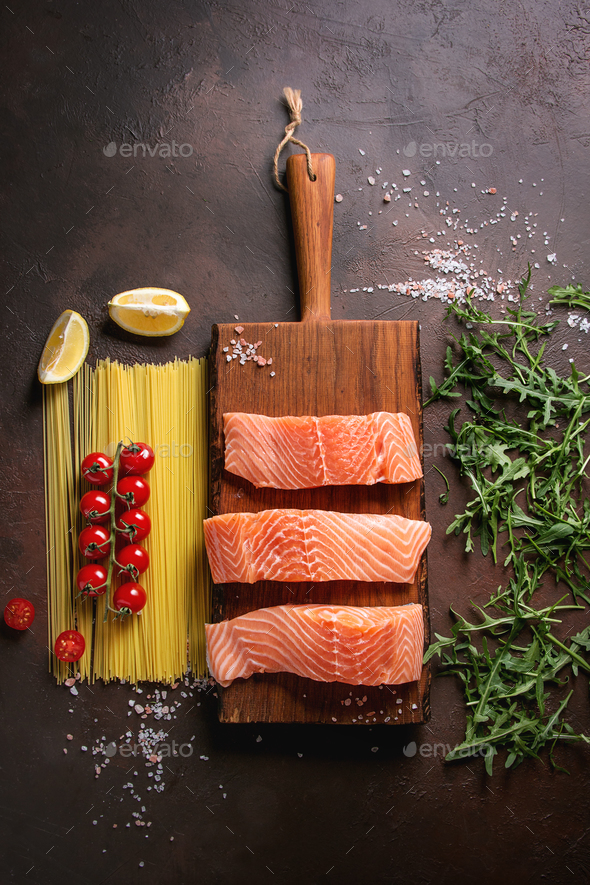 Raw salmon fillet - Stock Photo - Images