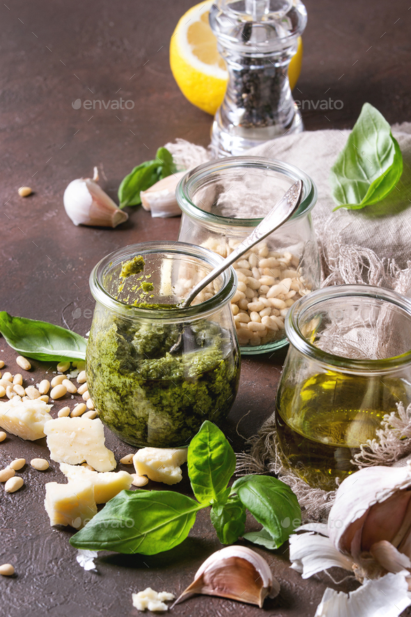 Basil pesto sauce - Stock Photo - Images
