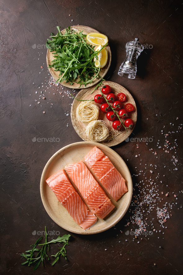 Raw salmon fillet - Stock Photo - Images