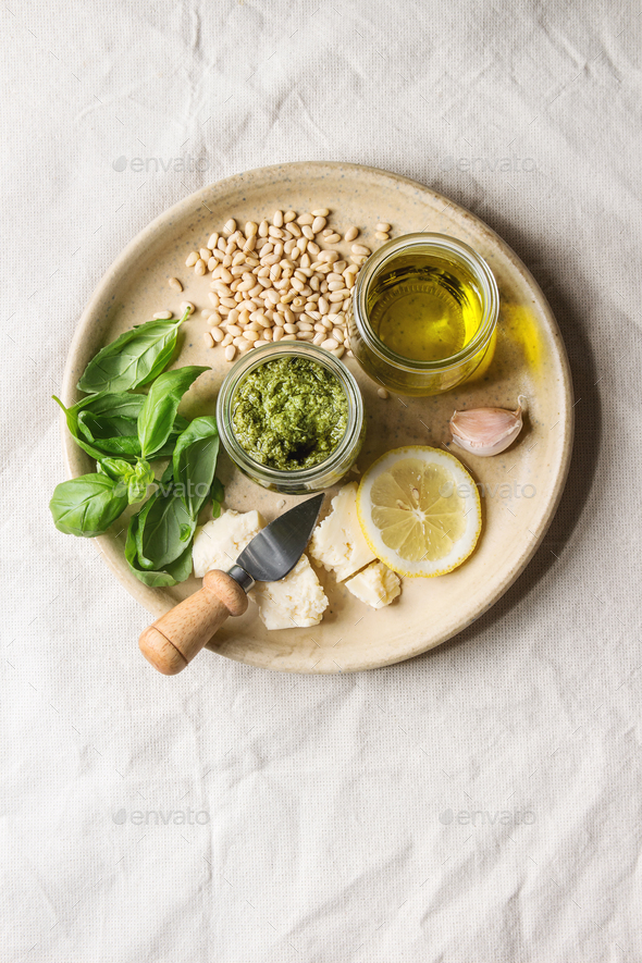 Basil pesto sauce - Stock Photo - Images
