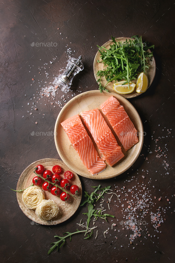 Raw salmon fillet - Stock Photo - Images