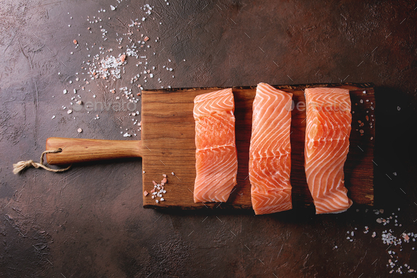Raw salmon fillet - Stock Photo - Images
