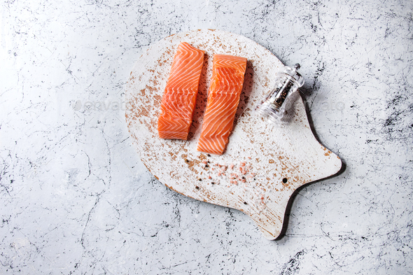 Raw salmon fillet - Stock Photo - Images