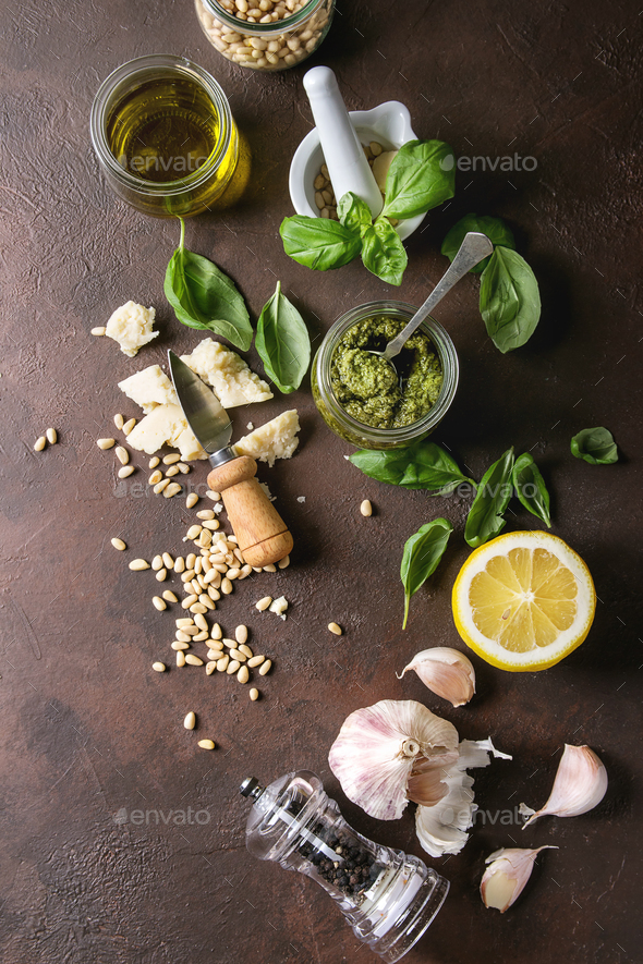 Basil pesto sauce - Stock Photo - Images