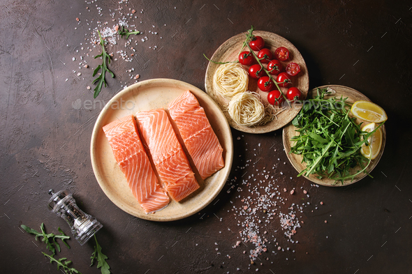 Raw salmon fillet - Stock Photo - Images