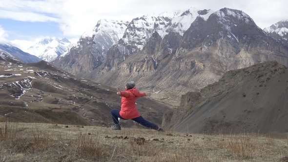Yoga in the Mountains in Winter