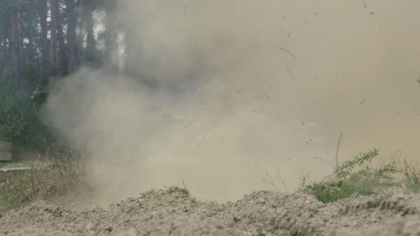 Military Tank Shoots On The Target alt