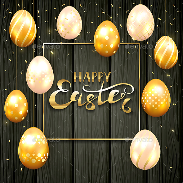 Set of Golden Easter Eggs - Miscellaneous Seasons/Holidays