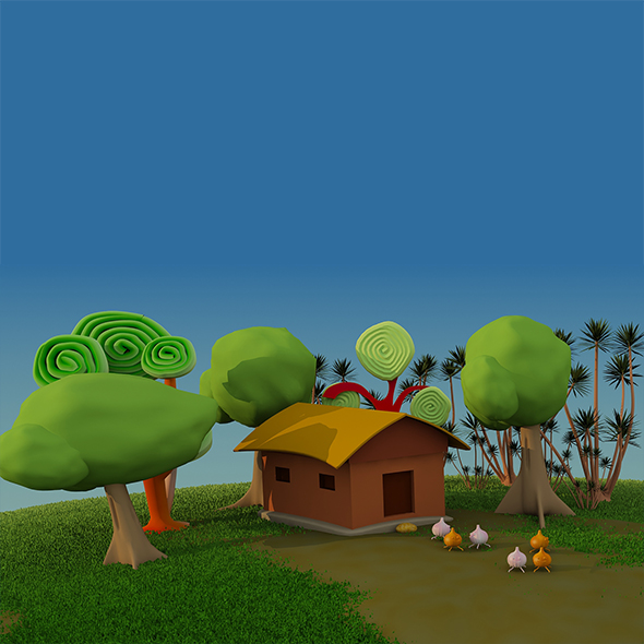 Cartoon House Scene - 3Docean 21656393