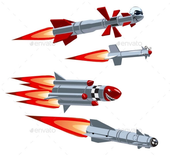 Cartoon Military Missile Set - Man-made Objects Objects