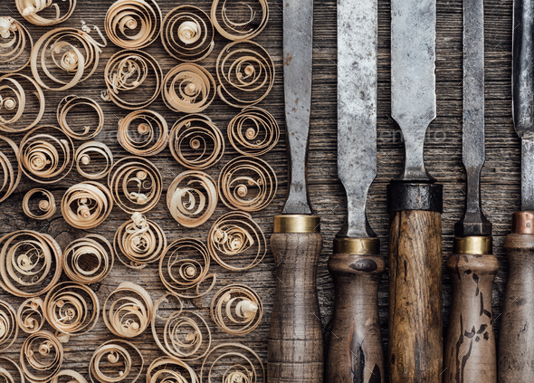 Carpentry tools on the workbench - Stock Photo - Images