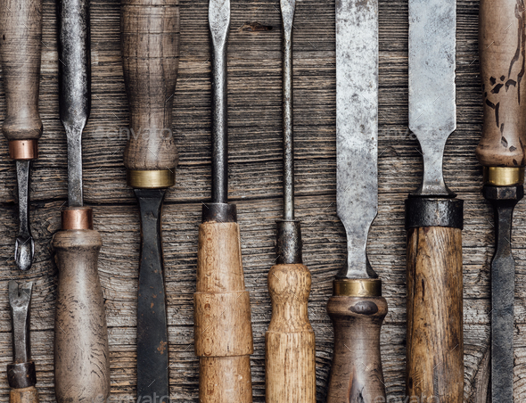Carpentry tools on the workbench - Stock Photo - Images