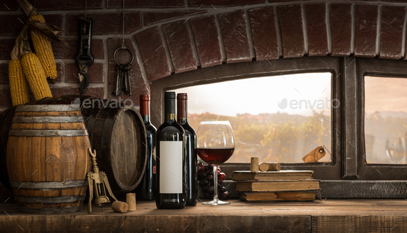 Rustic wine cellar in the countryside - Stock Photo - Images