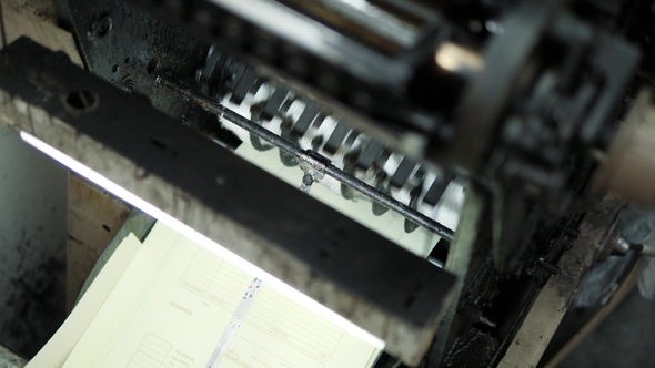 Vintage Old Printing Machine in Retro Style Typography. Process of ...