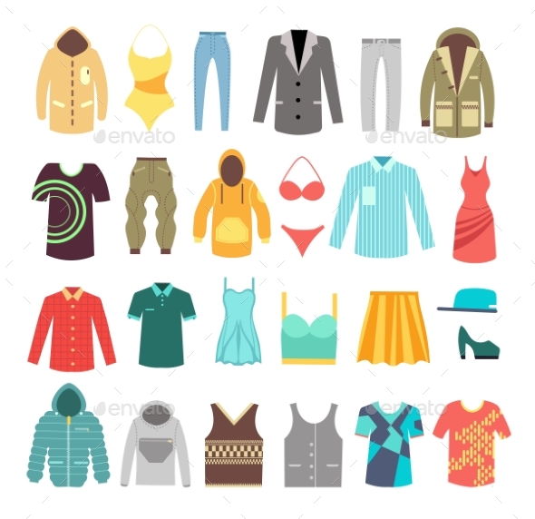 Modern Stylish Man and Woman Clothes - Objects Vectors