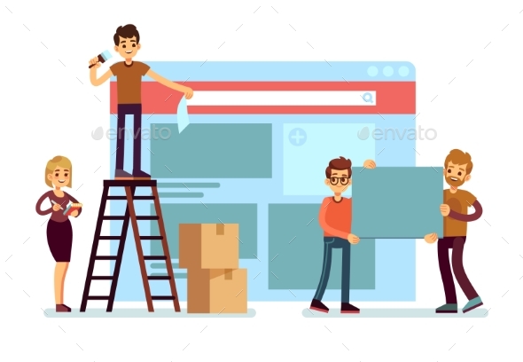 Website Construction and Webdesign Ui Building - Miscellaneous Vectors