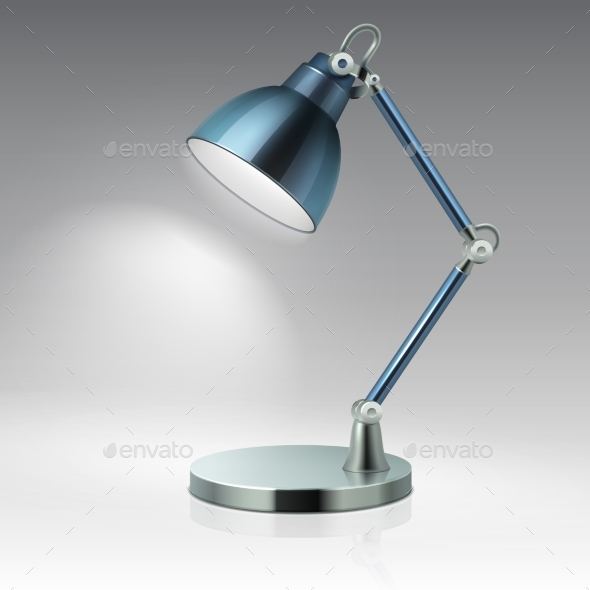 Modern Office Table Metal Lamp Vector Illustration - Objects Vectors