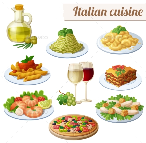 Set of Food Icons Isolated on White Background - Food Objects