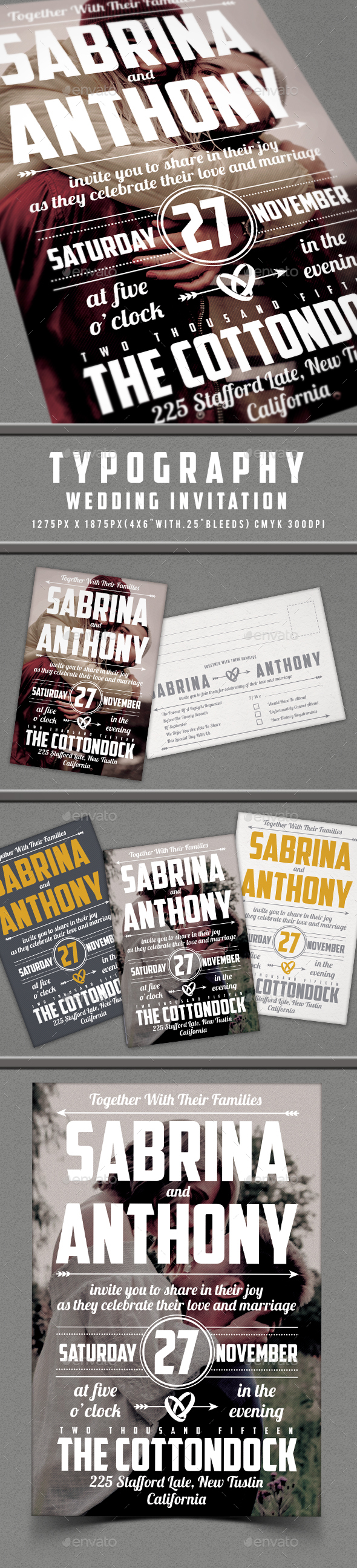 Typography Wedding Invitation - Invitations Cards & Invites