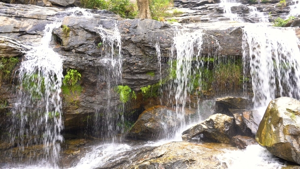 Fragment Cascade of Mae Ya Waterfall in Doi Inthanon National Park, Chiang Mai Region, Thailand