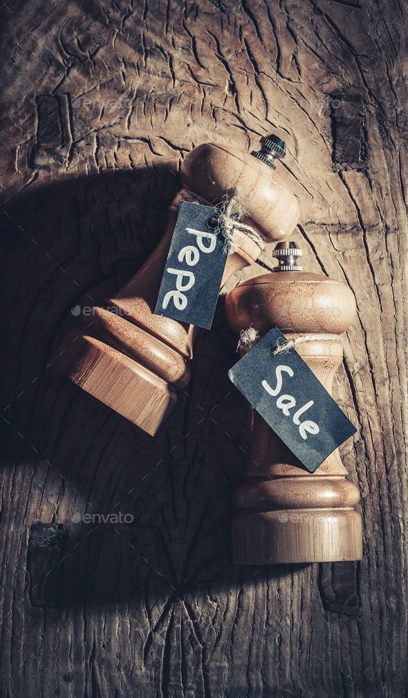 Wooden pepper and salt shaker - Stock Photo - Images