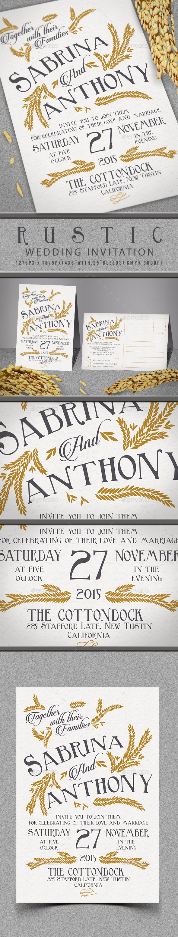 Rustic Wedding Invitation - Invitations Cards & Invites