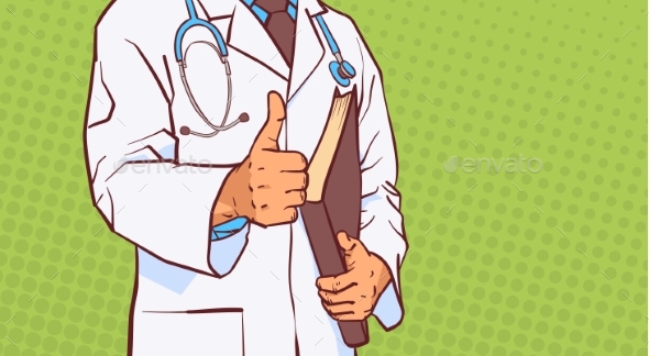 Doctor Holding Thumb Up Closeup Of Medical Male - Health/Medicine Conceptual