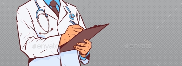 Closeup Of Doctor Hold Clipboard Making Notes - Health/Medicine Conceptual