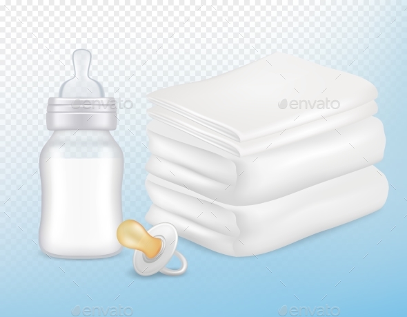 Baby Care Accessories Vector Realistic Mock Up Set - Miscellaneous Vectors