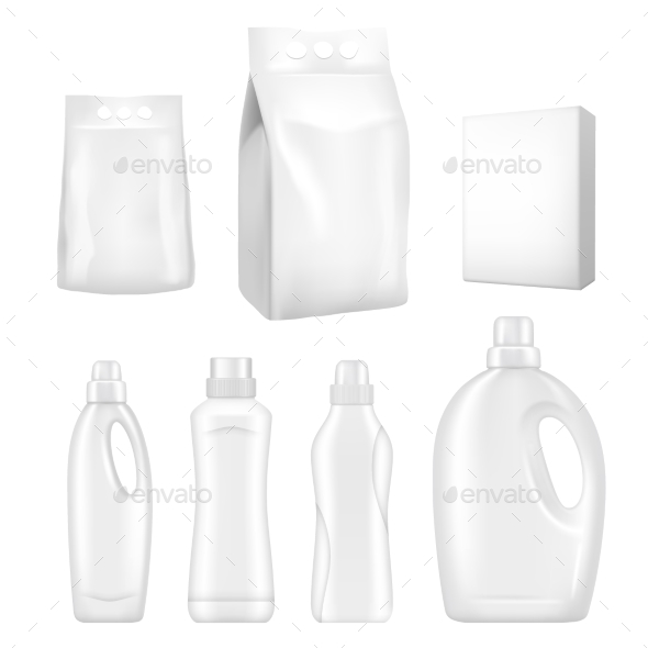 Detergent Packaging Vector Realistic Mock Up Set - Miscellaneous Vectors
