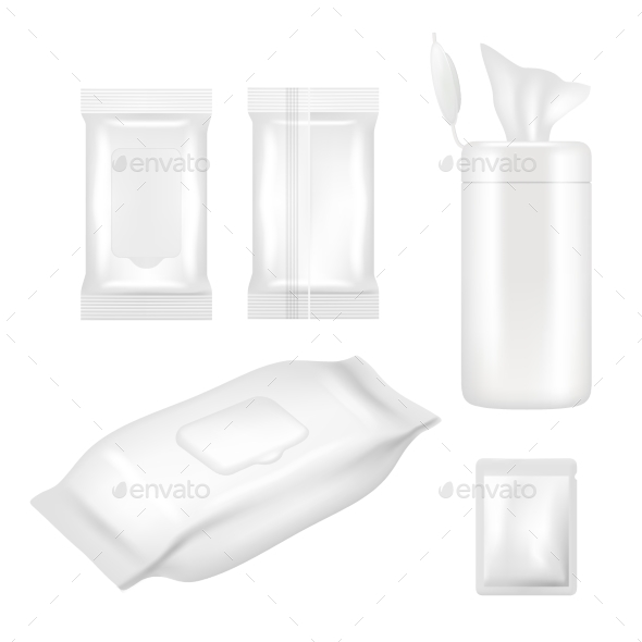 Vector Realistic White Blank Wet Wipes Packaging - Miscellaneous Vectors