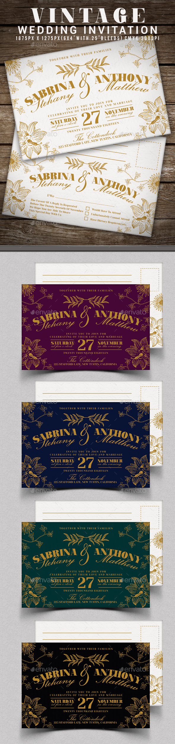 Vintage Wedding Invitation - Invitations Cards & Invites