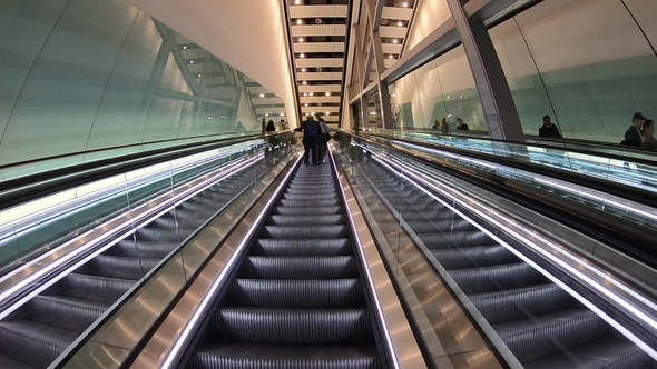 Escalator at the Airport Modern, Background, Transportation, Business, Escalator, Travel, Station