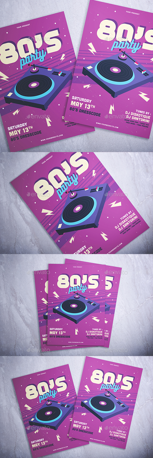 80's Party Flyer - Flyers Print Templates