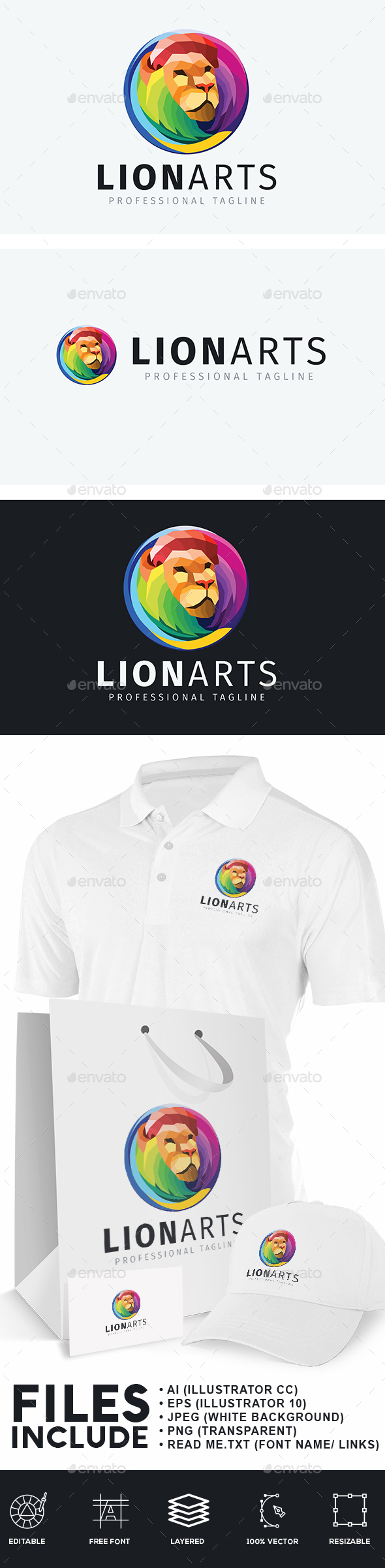 Artistic Lion Logo - Animals Logo Templates