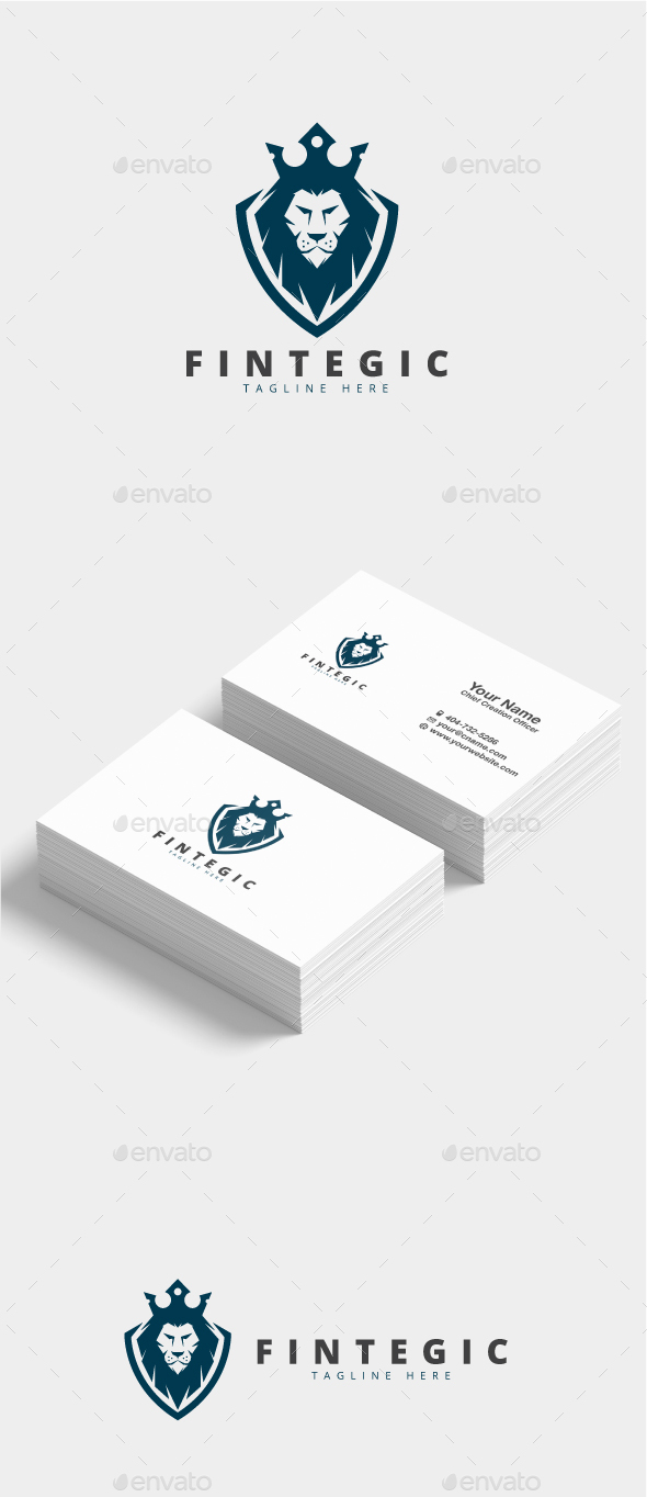Fintegic Lion Shield Logo - Animals Logo Templates