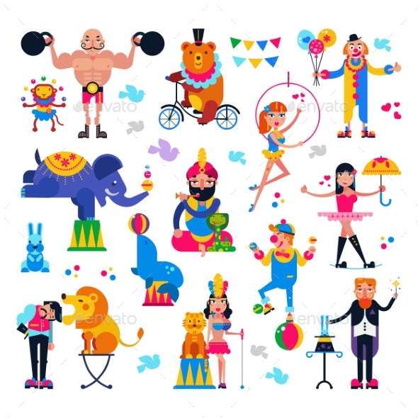 Circus People Vectors - Animals Characters
