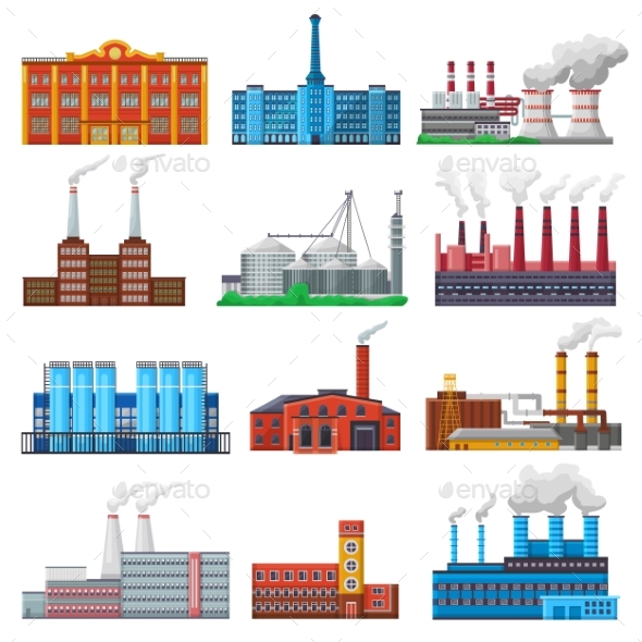 Factory Vector Industrial Building and Industry - Industries Business