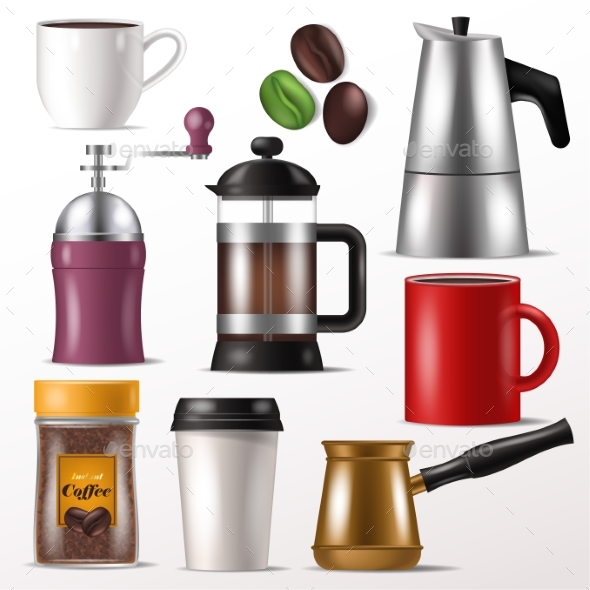 Coffee Cup Vector Mug for Hot Espresso - Food Objects