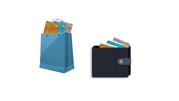 Shopping Bag And Wallet Icons