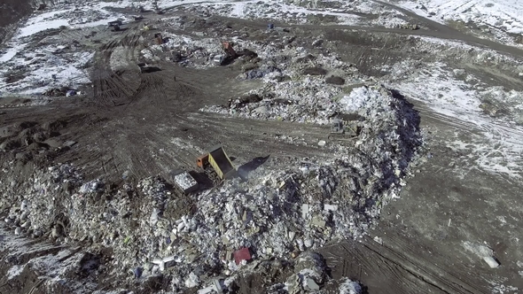 Movie of a Truck Working in a Landfill