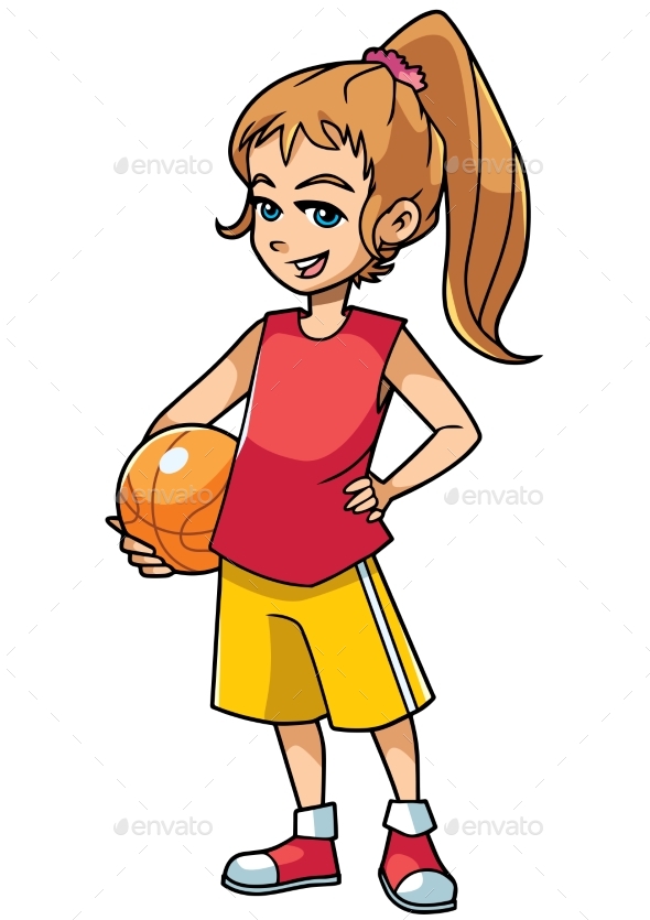 Basketball Girl on White - Sports/Activity Conceptual