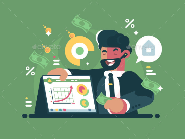Successful and Rich Trader - People Characters