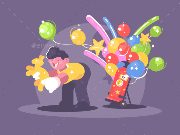 Seller of Balloons with Helium - People Characters
