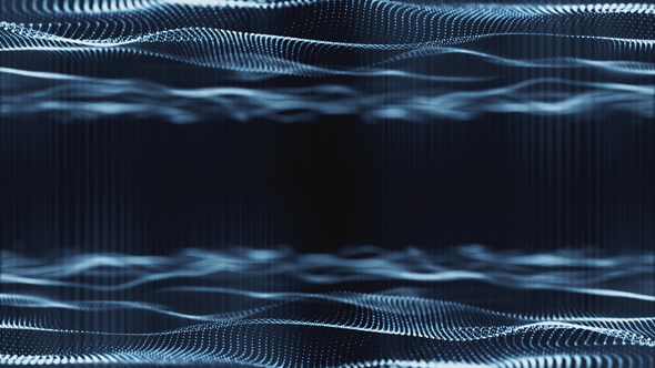 Dark Blue Abstract Waves Particles