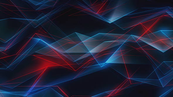 Red and Dark Blue Geometric Shapes Background Loop