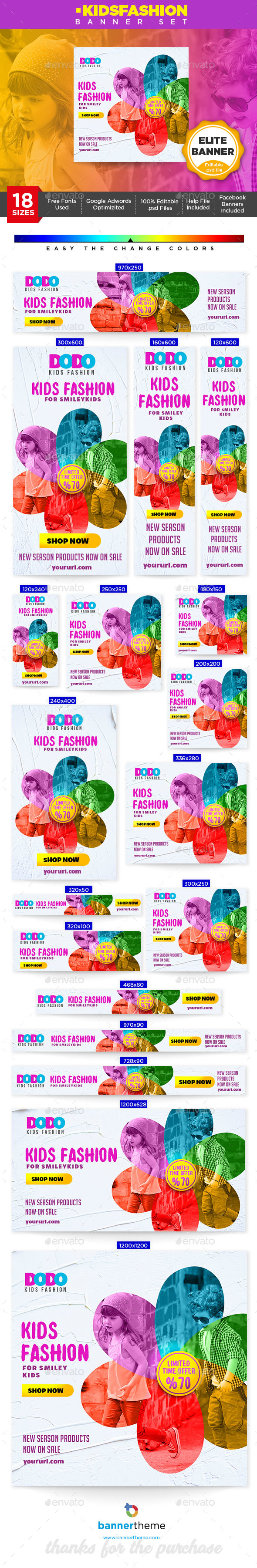 Kids Fashion Banner - Banners & Ads Web Elements