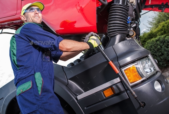 Semi Truck Maintenance - Stock Photo - Images