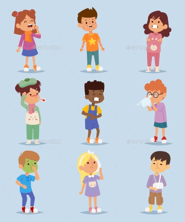 Children Sickness Illness Disease Little Kids - People Characters