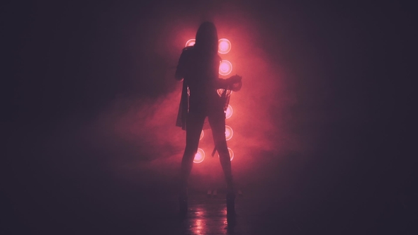 Silhouette of Dancing Woman in Smoke